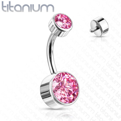 Titanium Bezel Gem Belly / Navel Ring - Avanti Body Jewelry