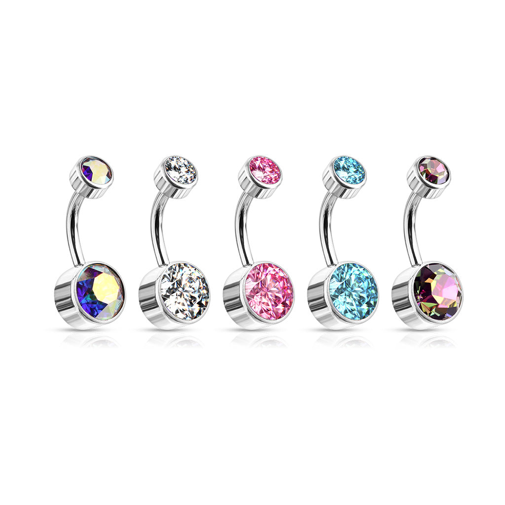 Titanium Bezel Gem Belly / Navel Ring - Avanti Body Jewelry