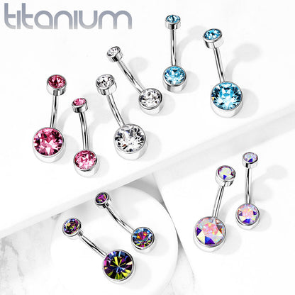 Titanium Bezel Gem Belly / Navel Ring - Avanti Body Jewelry