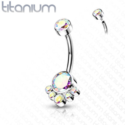 Titanium Cluster 5 Gem Belly / Navel Ring - Avanti Body Jewelry