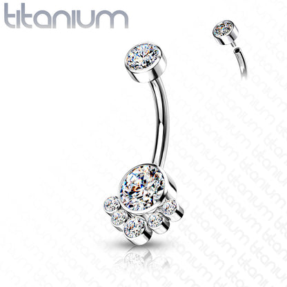 Titanium Cluster 5 Gem Belly / Navel Ring - Avanti Body Jewelry