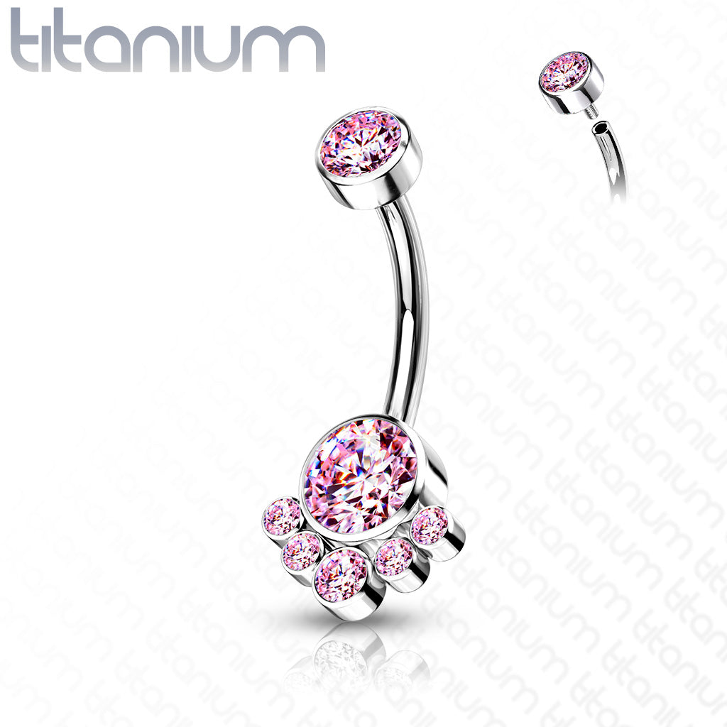 Titanium Cluster 5 Gem Belly / Navel Ring - Avanti Body Jewelry