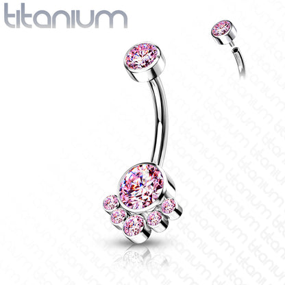 Titanium Cluster 5 Gem Belly / Navel Ring - Avanti Body Jewelry