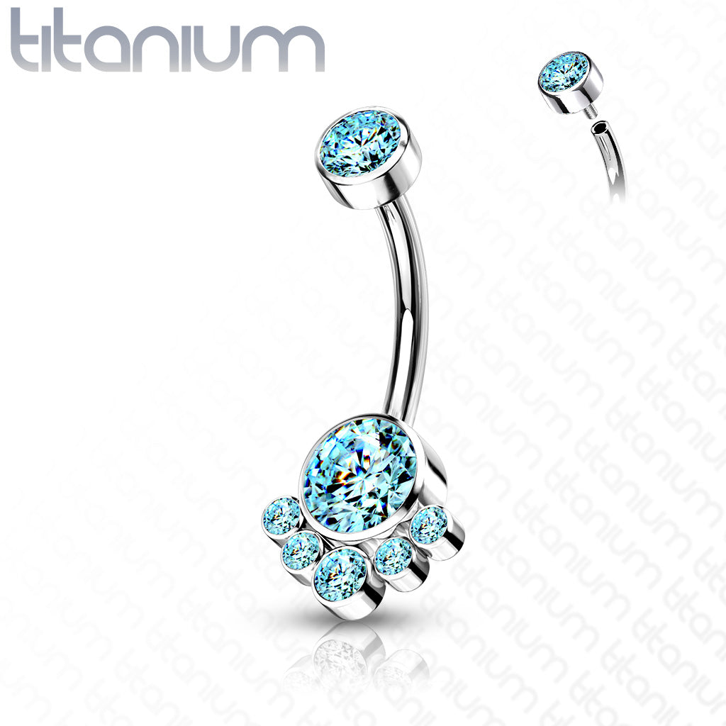 Titanium Cluster 5 Gem Belly / Navel Ring - Avanti Body Jewelry