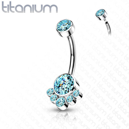 Titanium Cluster 5 Gem Belly / Navel Ring - Avanti Body Jewelry