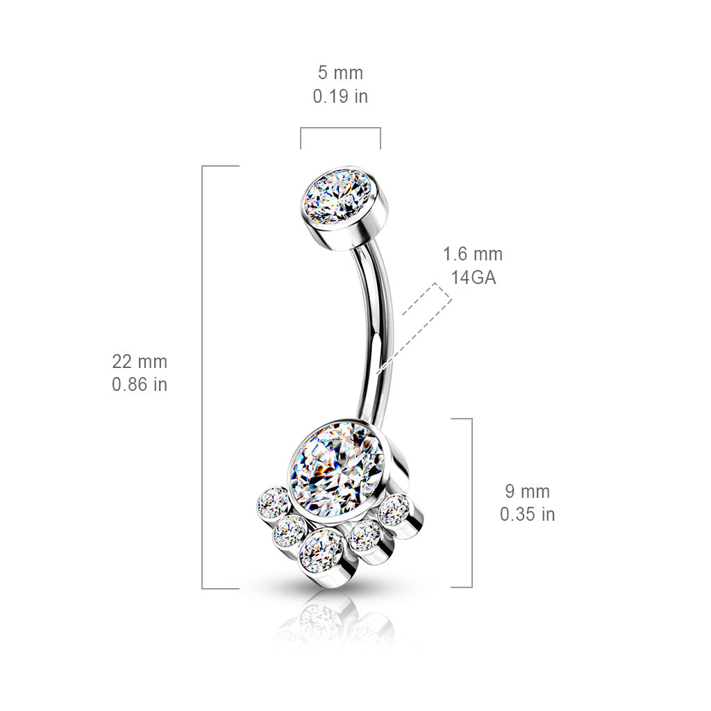 Titanium Cluster 5 Gem Belly / Navel Ring - Avanti Body Jewelry