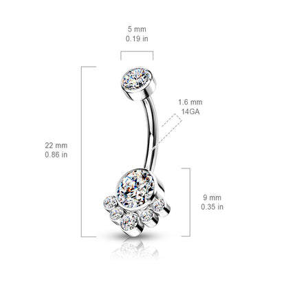 Titanium Cluster 5 Gem Belly / Navel Ring - Avanti Body Jewelry