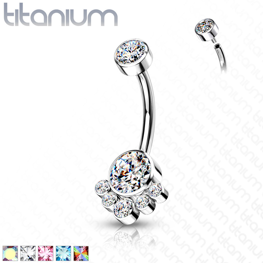 Titanium Cluster 5 Gem Belly / Navel Ring - Avanti Body Jewelry
