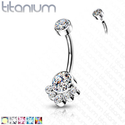 Titanium Cluster 5 Gem Belly / Navel Ring - Avanti Body Jewelry