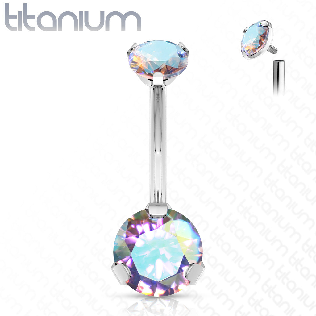 Titanium Prong Gem Belly / Navel Ring - Avanti Body Jewelry