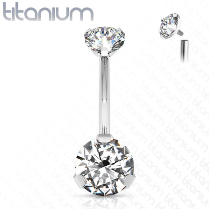 Titanium Prong Gem Belly / Navel Ring - Avanti Body Jewelry