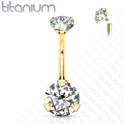 Titanium Prong Gem Belly / Navel Ring - Avanti Body Jewelry