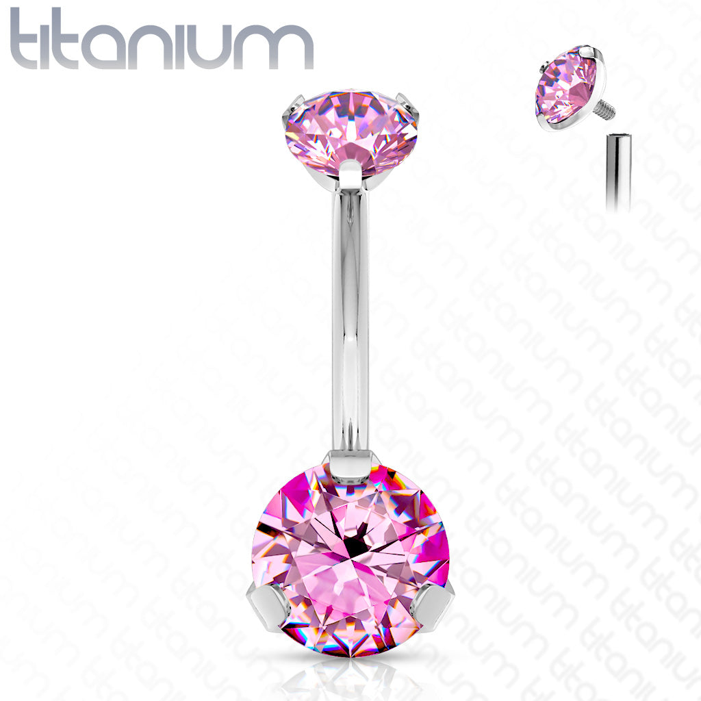 Titanium Prong Gem Belly / Navel Ring - Avanti Body Jewelry