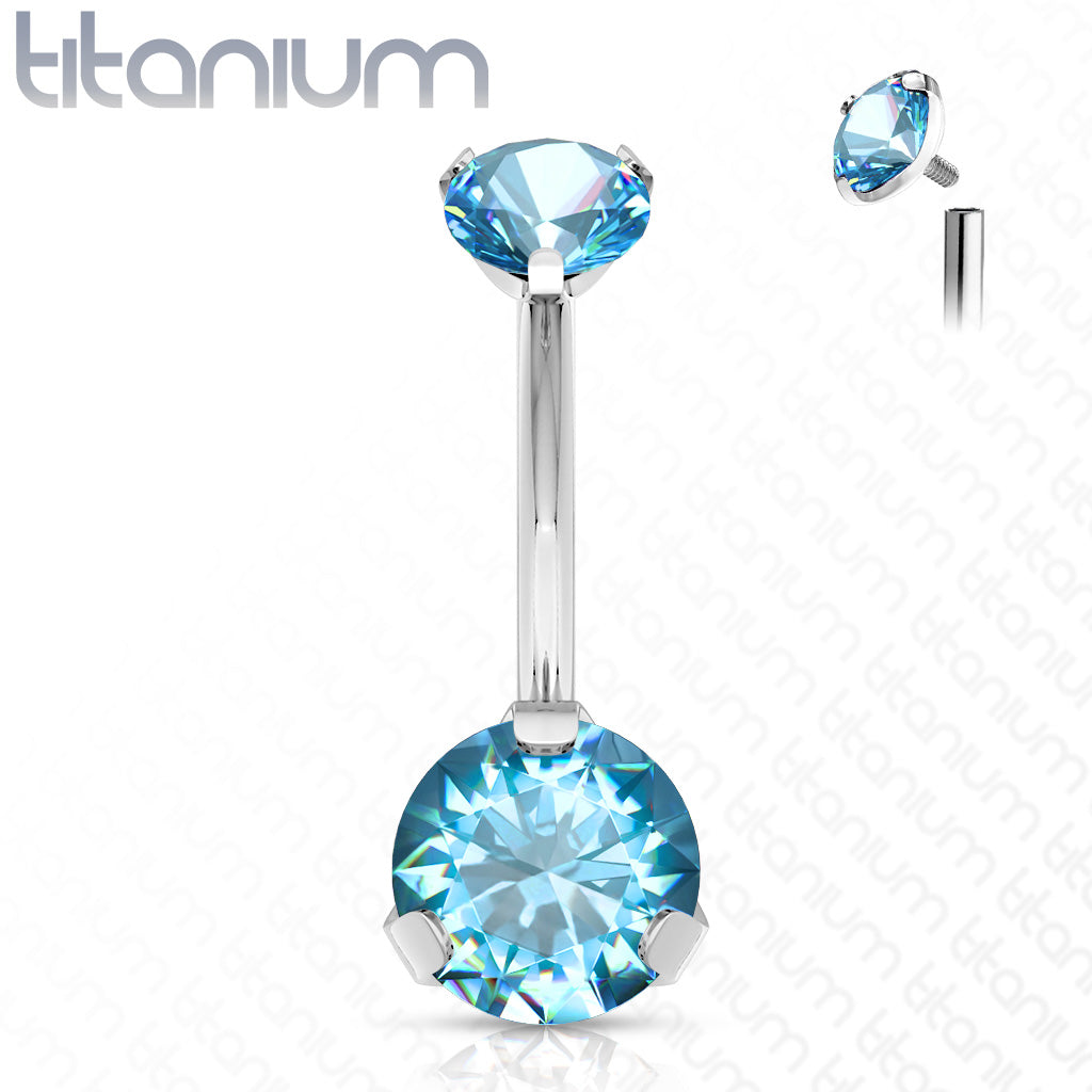 Titanium Prong Gem Belly / Navel Ring - Avanti Body Jewelry