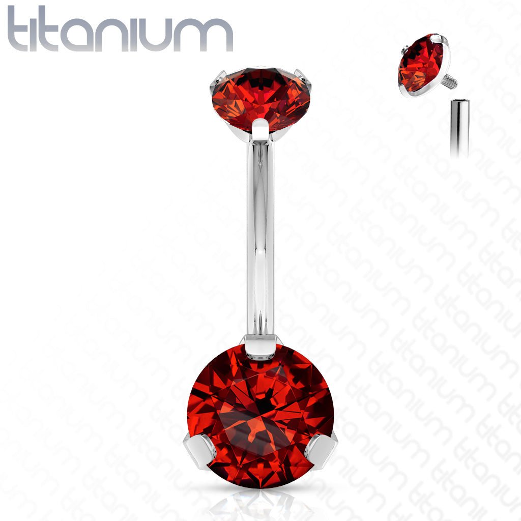 Titanium Prong Gem Belly / Navel Ring - Avanti Body Jewelry
