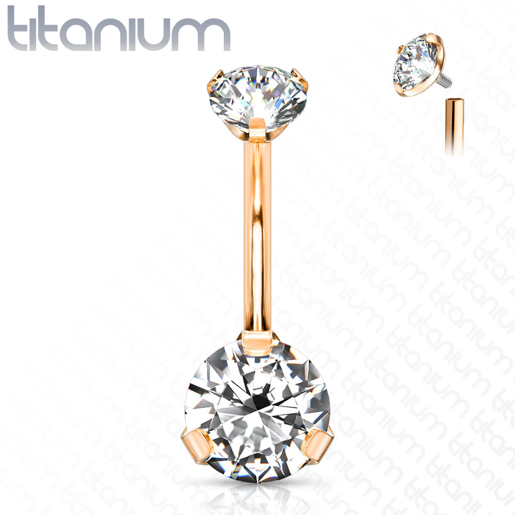 Titanium Prong Gem Belly / Navel Ring - Avanti Body Jewelry