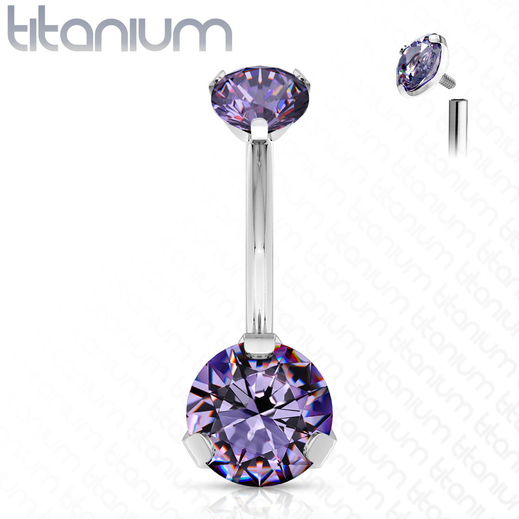 Titanium Prong Gem Belly / Navel Ring - Avanti Body Jewelry