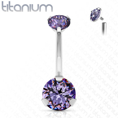 Titanium Prong Gem Belly / Navel Ring - Avanti Body Jewelry