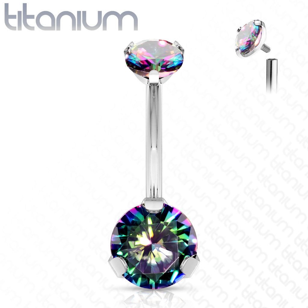 Titanium Prong Gem Belly / Navel Ring - Avanti Body Jewelry