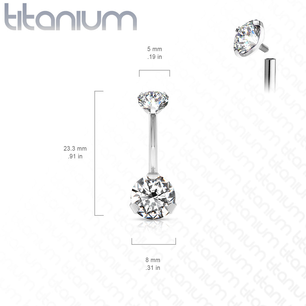 Titanium Prong Gem Belly / Navel Ring - Avanti Body Jewelry