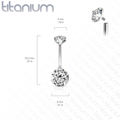 Titanium Prong Gem Belly / Navel Ring - Avanti Body Jewelry