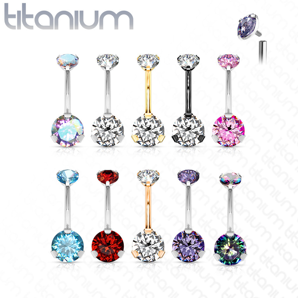 Titanium Prong Gem Belly / Navel Ring - Avanti Body Jewelry