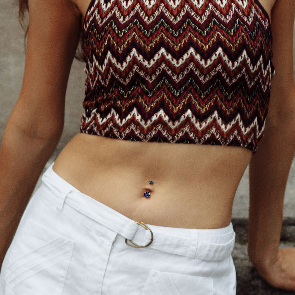Titanium Prong Gem Belly / Navel Ring - Avanti Body Jewelry
