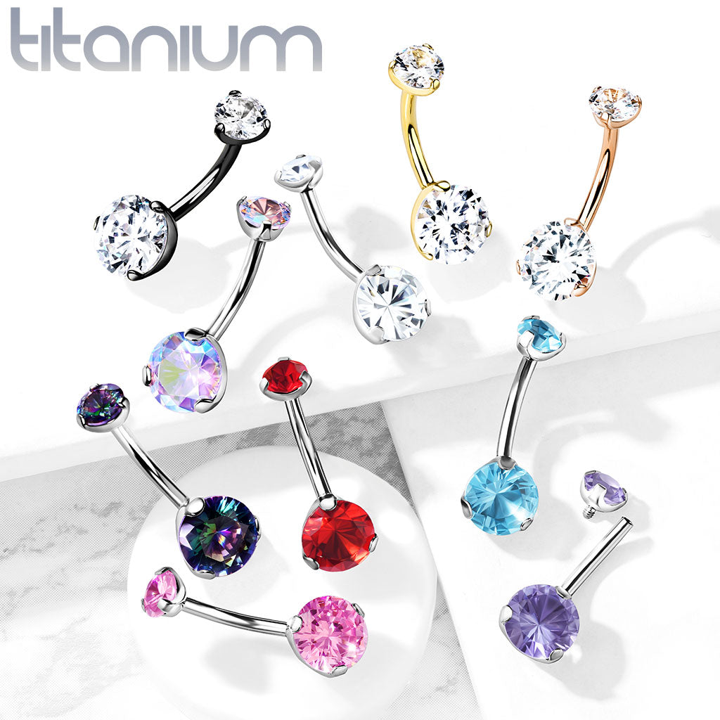 Titanium Prong Gem Belly / Navel Ring - Avanti Body Jewelry