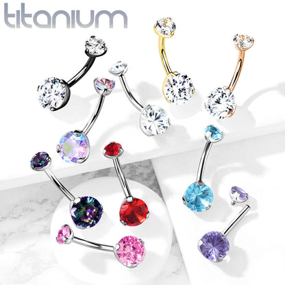 Titanium Prong Gem Belly / Navel Ring - Avanti Body Jewelry