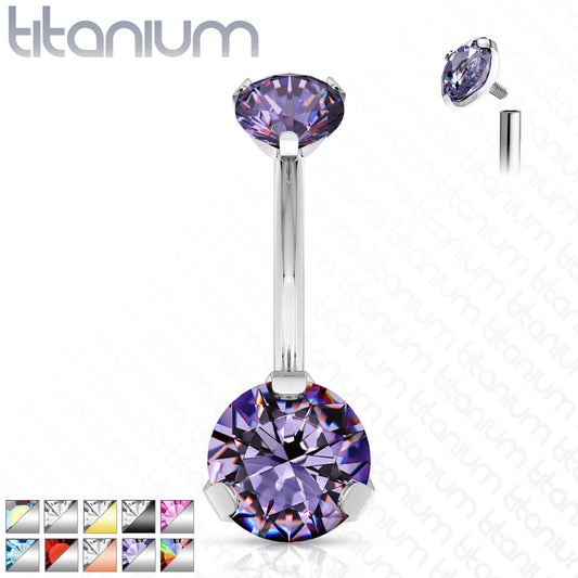 Titanium Prong Gem Belly / Navel Ring - Avanti Body Jewelry
