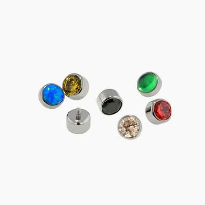Threaded Bezel-Set Gem End opal - Avanti Body Jewelry