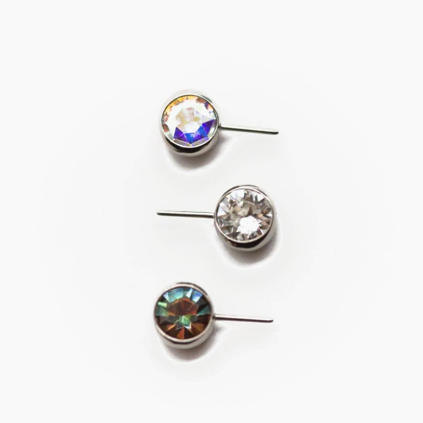 Side-Set Gem & Opal Threadless Ends For Nose, Ears & Lip - Avanti Body Jewelry