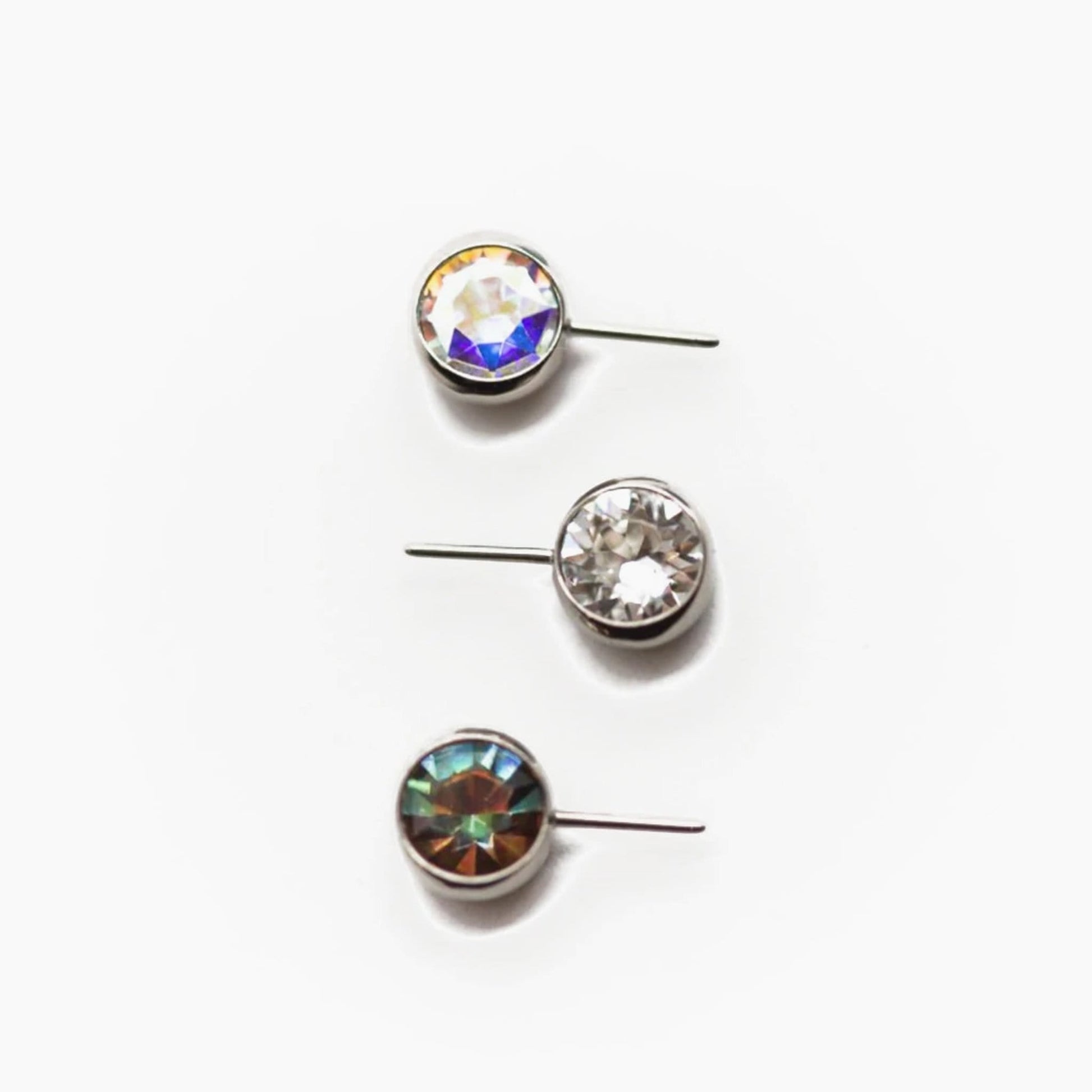 Side-Set Gem & Opal Threadless Ends For Nose, Ears & Lip - Avanti Body Jewelry