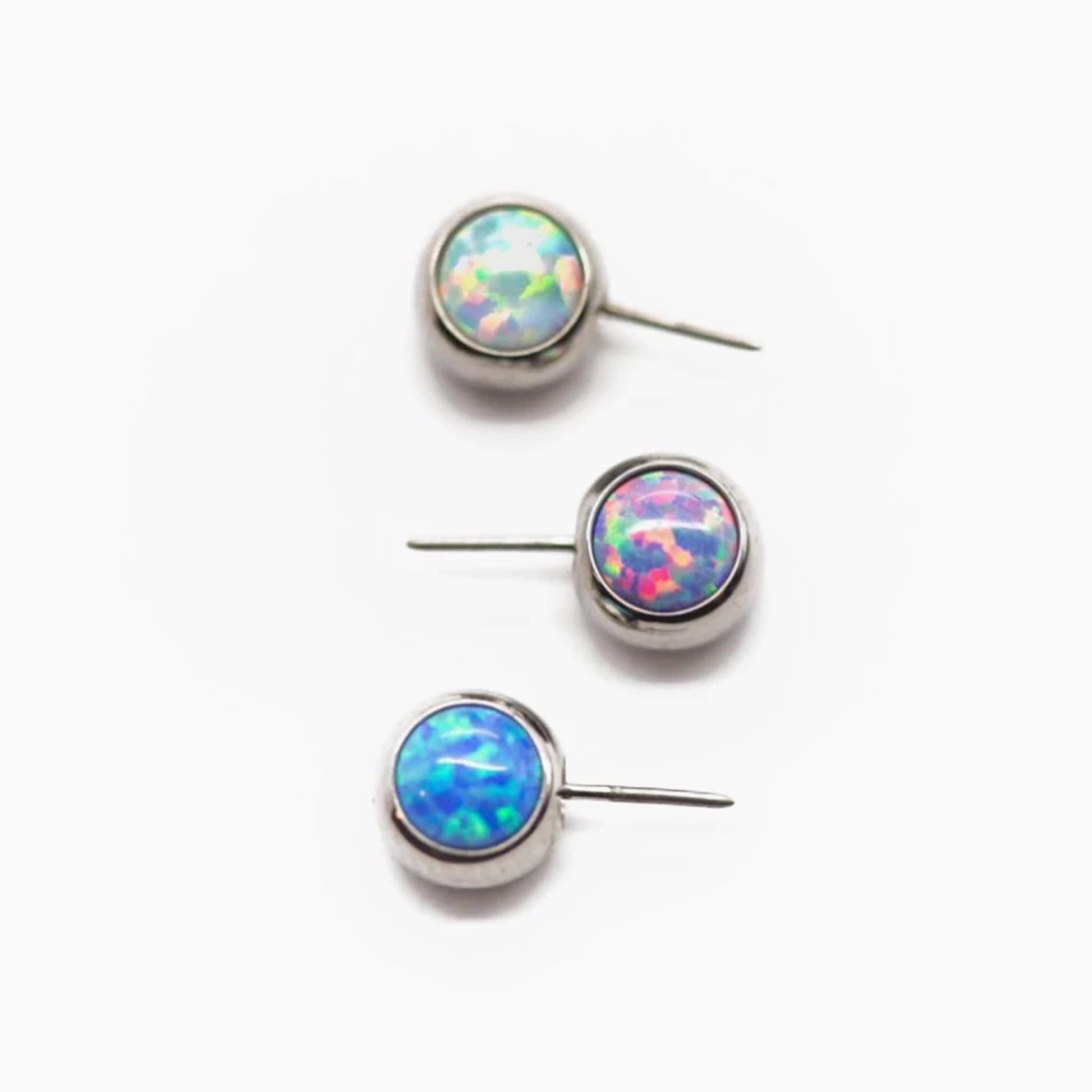 Side-Set Gem & Opal Threadless Ends For Nose, Ears & Lip - Avanti Body Jewelry