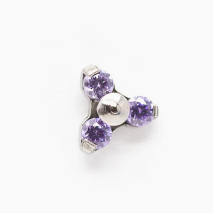 Trinity 3 Gem Cluster | Titanium Threadless Top For Nose, Ears & Lip - Avanti Body Jewelry
