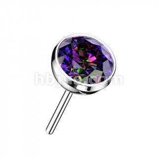 Implant Grade Titanium Threadless Push In Bezel Set CZ Ball Top For Nose, Ears & Lip - Avanti Body Jewelry