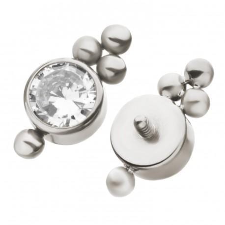 Threaded Beaded Gem & Opal Design Top - Avanti Body Jewelry