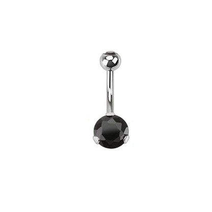 Steel Prong Set Gem Navel Ring - Avanti Body Jewelry