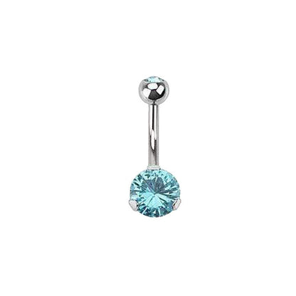 Steel Prong Set Gem Navel Ring - Avanti Body Jewelry