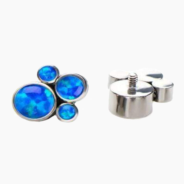 Threaded Beaded Gem & Opal Design Top - Avanti Body Jewelry