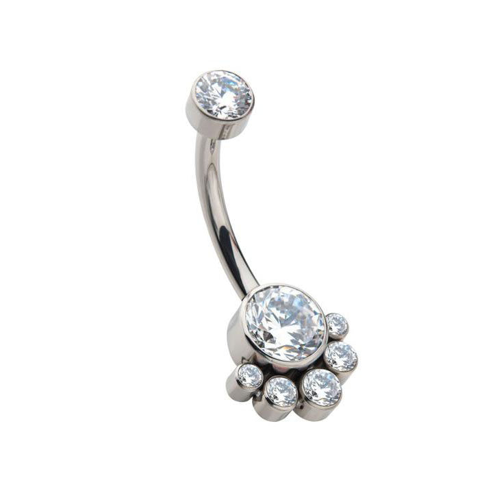 Titanium Cluster 5 Gem Belly / Navel Ring - Avanti Body Jewelry