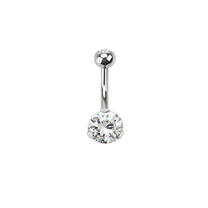 Steel Prong Set Gem Navel Ring - Avanti Body Jewelry