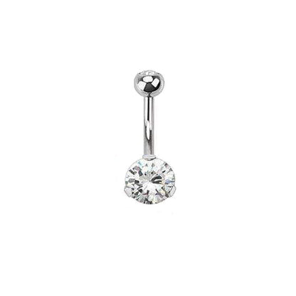 Steel Prong Set Gem Navel Ring - Avanti Body Jewelry