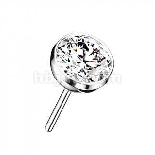 Implant Grade Titanium Threadless Push In Bezel Set CZ Ball Top For Nose, Ears & Lip - Avanti Body Jewelry
