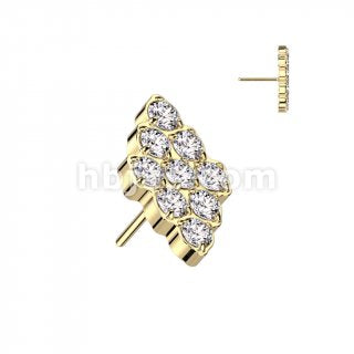 Pave Gems Diamond Shaped Top | Titanium Threadless Push In For Nose, Ears & Lip - Avanti Body Jewelry