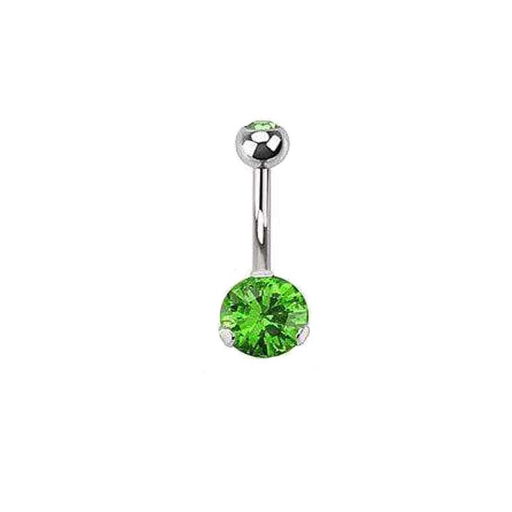 Steel Prong Set Gem Navel Ring - Avanti Body Jewelry