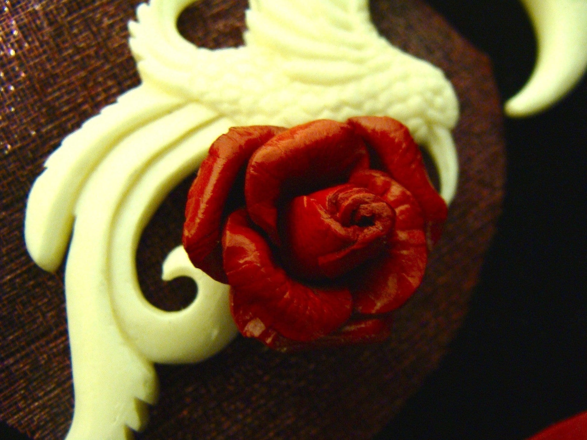 Carved Hummingbird Bone Hangers with Red Rose - Avanti Body Jewelry