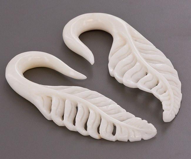 Bone: Delicate Leaf Earrings - Avanti Body Jewelry