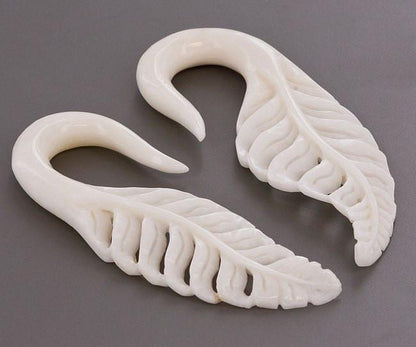 Bone: Delicate Leaf Earrings - Avanti Body Jewelry