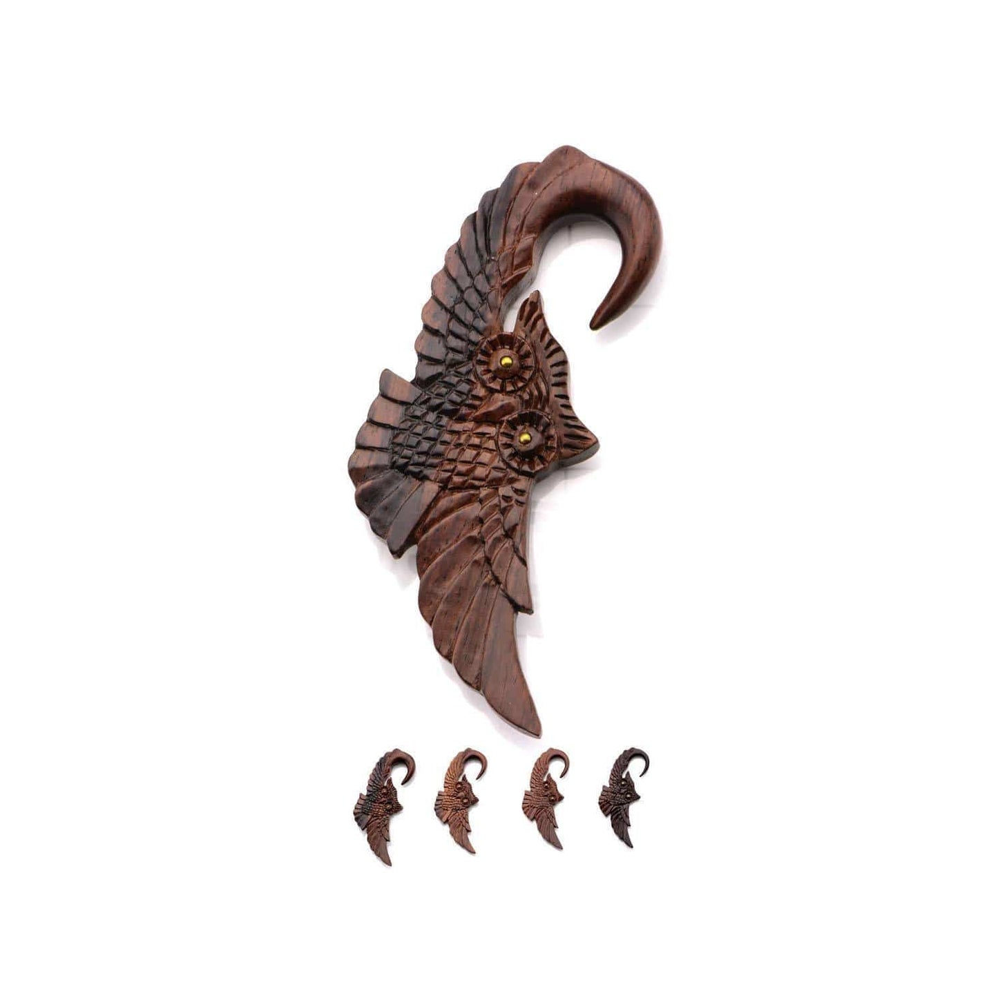 Hand Carved Sono Wood Owl Hangers - Avanti Body Jewelry
